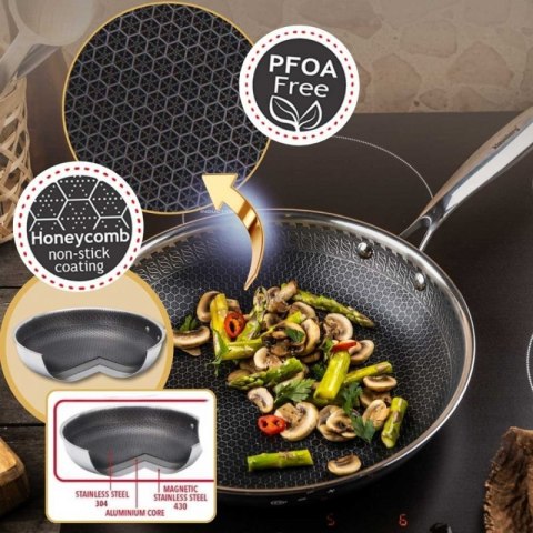 PATELNIA STALOWA 28cm Z POWŁOKĄ PLASTER MIODU KLAUSEBRG KB-9023 Klausberg