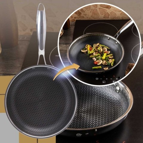 PATELNIA STALOWA 28cm Z POWŁOKĄ PLASTER MIODU KLAUSEBRG KB-9023 Klausberg