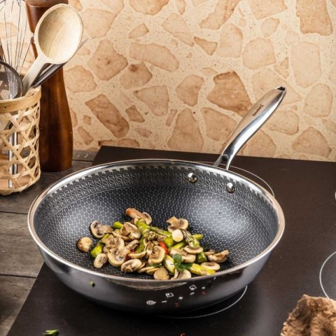 PATELNIA STALOWA WOK 28cm Z POWŁOKĄ PLASTER MIODU KLAUSEBRG KB-9024 Klausberg