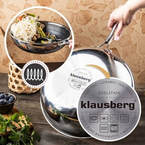 PATELNIA STALOWA WOK 28cm Z POWŁOKĄ PLASTER MIODU KLAUSEBRG KB-9024 Klausberg