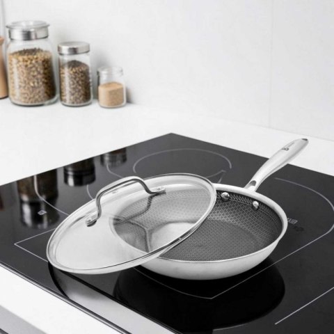 PATELNIA STALOWA Z POKRYWKĄ 24cm POWŁOKA PLASTER MIODU 5554 Brunbeste