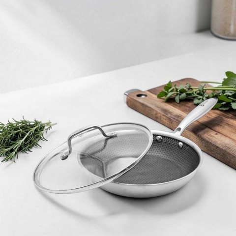 PATELNIA STALOWA Z POKRYWKĄ 28cm POWŁOKA PLASTER MIODU 5556 Brunbeste