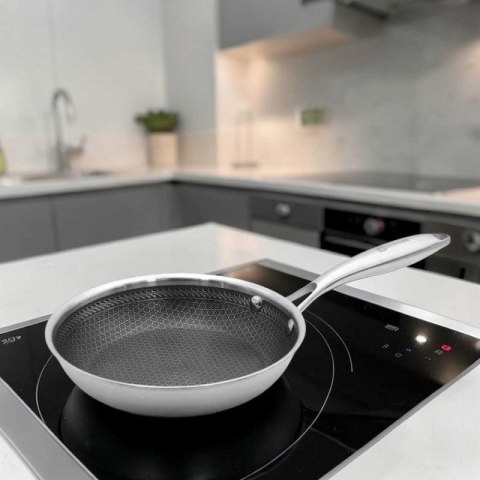 PATELNIA STALOWA Z POKRYWKĄ 28cm POWŁOKA PLASTER MIODU 5556 Brunbeste