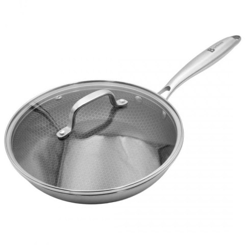 PATELNIA STALOWA Z POKRYWKĄ 28cm POWŁOKA PLASTER MIODU 5556 Brunbeste