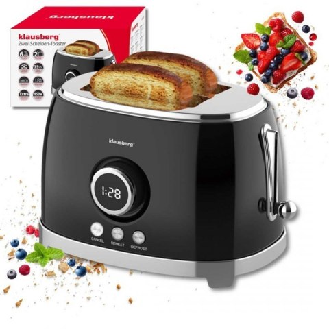 TOSTER OPIEKACZ NA 2 KROMKI WYŚWIETLACZ LED KLAUSBERG KB-9025 RETRO Klausberg