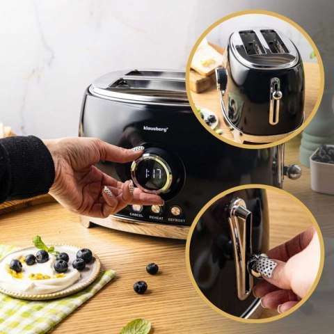 TOSTER OPIEKACZ NA 2 KROMKI WYŚWIETLACZ LED KLAUSBERG KB-9025 RETRO Klausberg