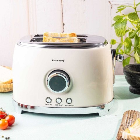 TOSTER OPIEKACZ NA 2 KROMKI WYŚWIETLACZ LED KLAUSBERG KB-9026 RETRO Klausberg