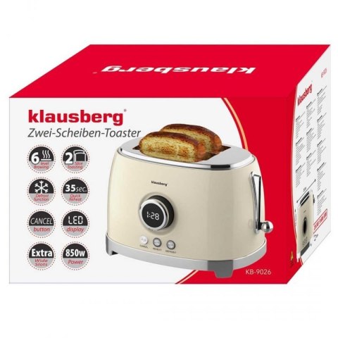 TOSTER OPIEKACZ NA 2 KROMKI WYŚWIETLACZ LED KLAUSBERG KB-9026 RETRO Klausberg