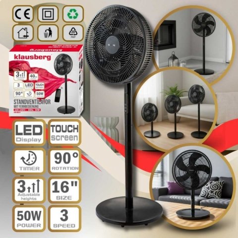 WENTYLATOR WIATRAK PODŁOGOWY BIURKOWY REGULOWANY KLAUSBERG KB-9041 Klausberg