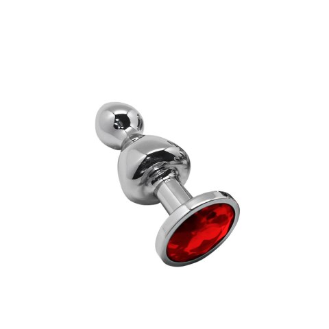 Korek analny Lollypop Double Ball Metal Plug L Red Wooomy Wooomy