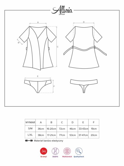 Bielizna-Alluria peniuar i stringi S/M Obsessive
