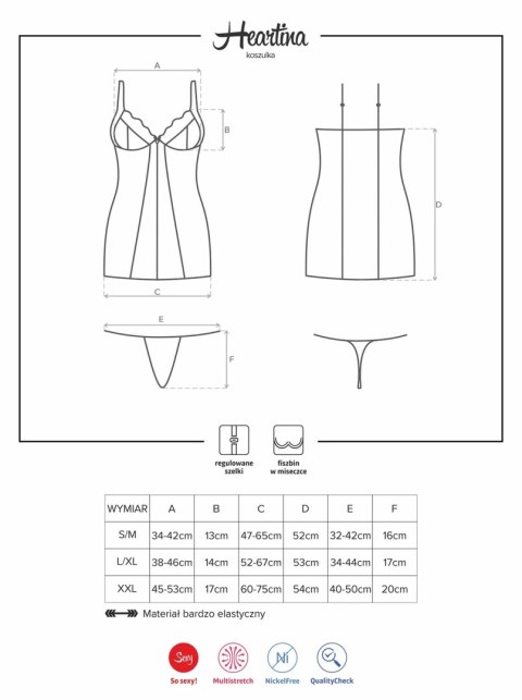 Bielizna-Heartina koszulka i stringi L/XL Obsessive