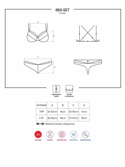 Bielizna-860-SET-2 komplet 2-częściowy biały L/XL Obsessive