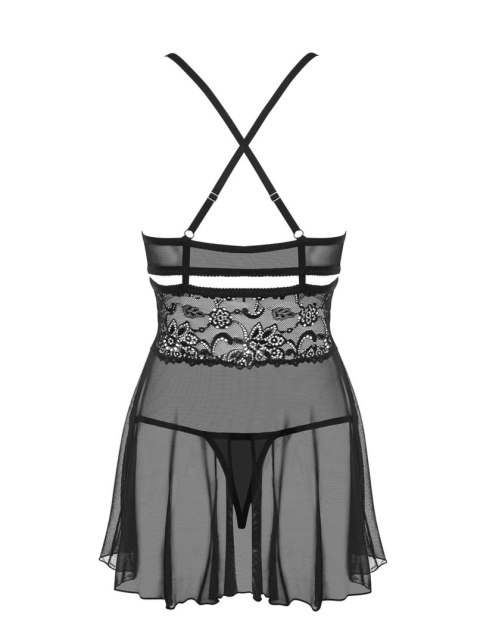 Bielizna-838-BAB-1 babydoll i stringi czarna S/M Obsessive