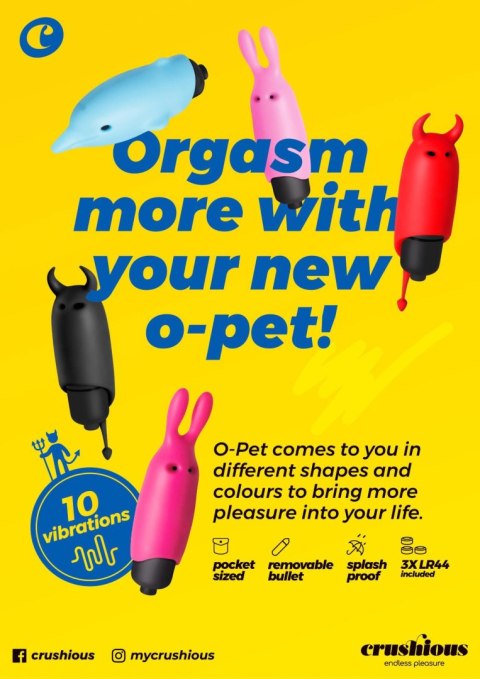 CRUSHIOUS O-PET RABBIT WITH 10 VIBRATION BULLET PINK Crushious