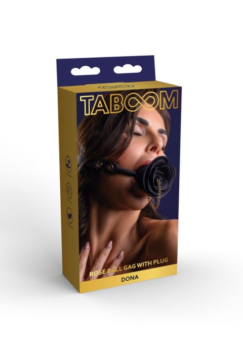 Rose Ball Gag with Plug Black Taboom