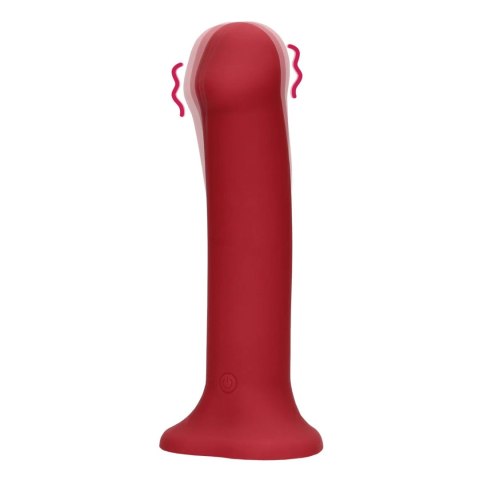 Non-Phallic Vibrating Dildo - Large - Raspberry Red Loveline