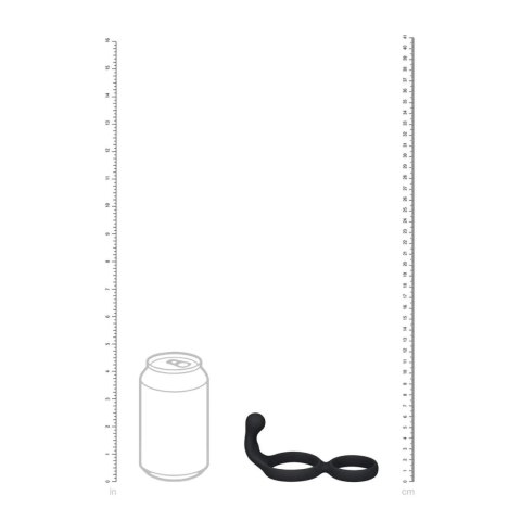 Silicone Double Cockring with Anal Stimulator - Black Levelz
