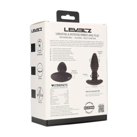 Vibrating and Rotating Ribbed Silicone Anal Plug - Black Levelz