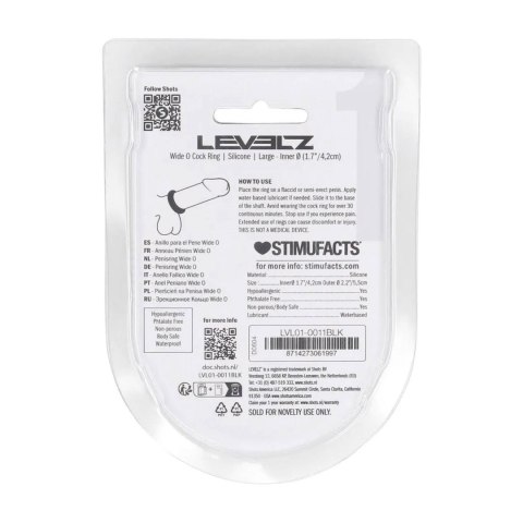 Wide O Silicone Cockring - L - 42mm - Black Levelz