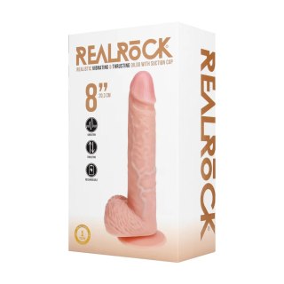 Vibrating and Thrusting Straight Cock with Balls - 8" / 20,5 cm - Flesh RealRock