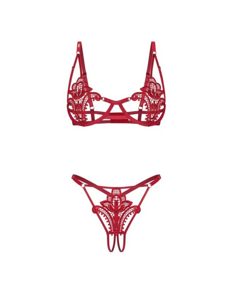 Luise Sublim Red komplet 2-częściowy otwarty L/XL Obsessive