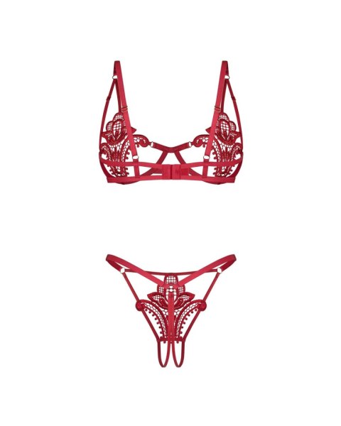 Luise Sublim Red komplet 2-częściowy otwarty S/M Obsessive