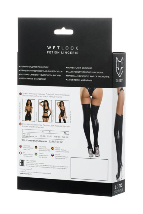 Glossy Shiny Wetlook stockings LOTIS - black L Glossy