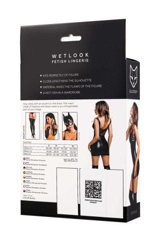 Glossy Rimma, dress, wetlook, black, S Glossy