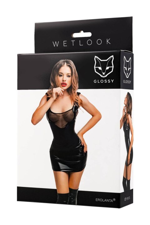Glossy Rimma, dress, wetlook, black, S Glossy