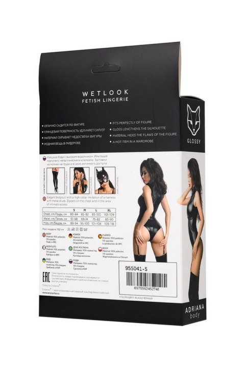 Wetlook body Adriana - black L Glossy