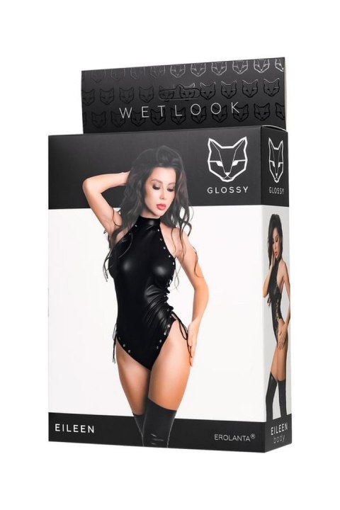 Wetlook body Eileen - black L Glossy