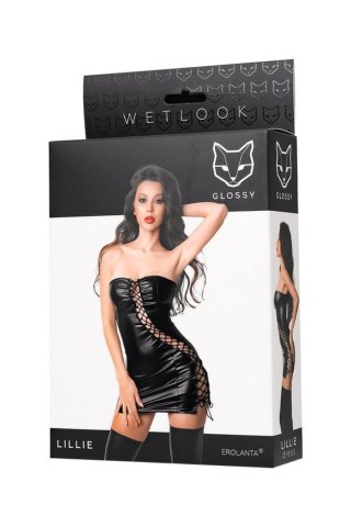 Wetlook dress Lillie - black L Glossy