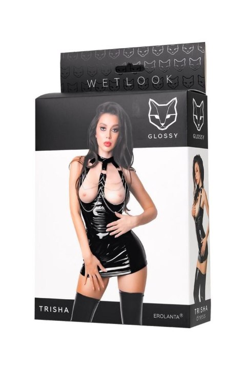 Wetlook dress Trisha - black M Glossy