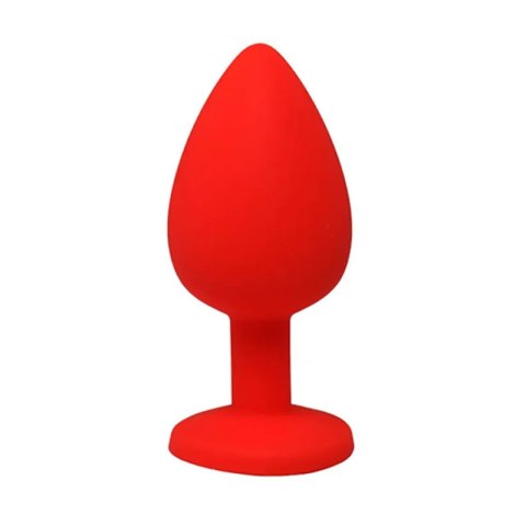 Red large butt plug with white crystal Fantasy