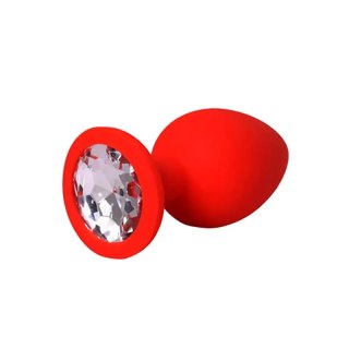 Red large butt plug with white crystal Fantasy