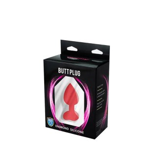 Red small heart-shaped butt plug with white crystal Fantasy