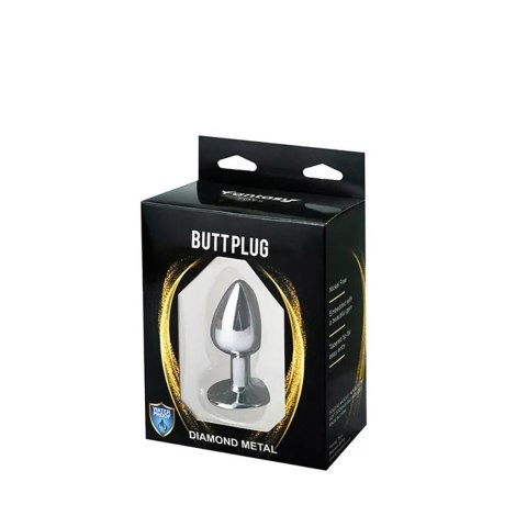 Silver Medium Butt Plug with Blue Diamond Fantasy