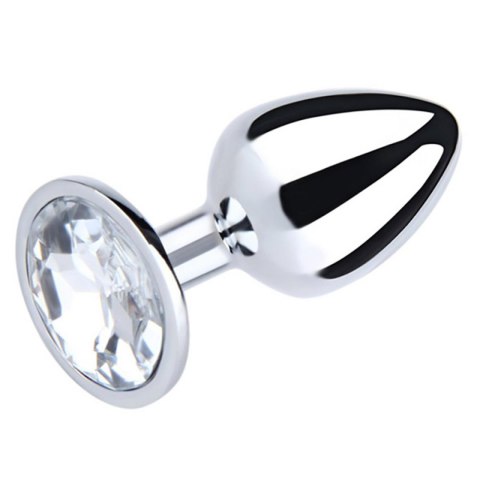 Silver Medium Butt Plug with White Diamond Fantasy