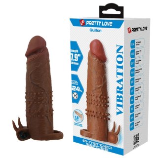 Pretty Love Quillon - 20 cm Vibrating Penis Sleeve Brown Pretty Love