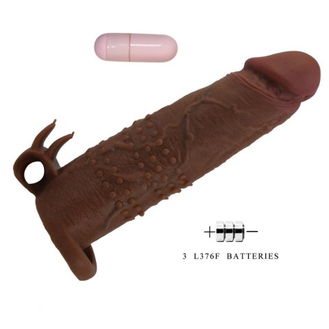 Pretty Love Quillon - 20 cm Vibrating Penis Sleeve Brown Pretty Love
