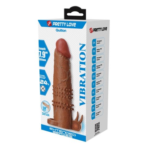 Pretty Love Quillon - 20 cm Vibrating Penis Sleeve Brown Pretty Love
