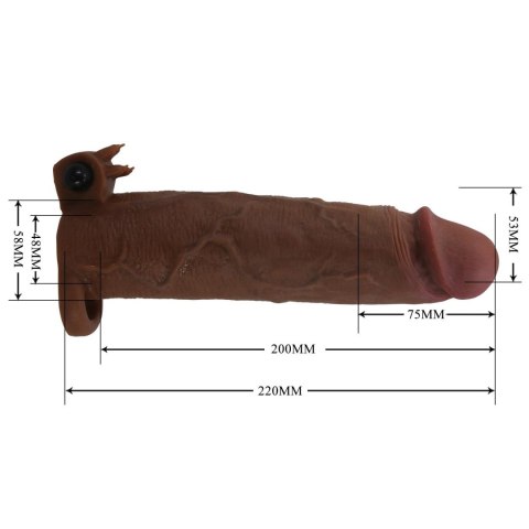 Pretty Love Xerxes - 22 cm Vibrating Penis Sleeve, Dark Brown Pretty Love
