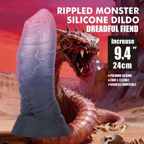 Power Monsters Dreadful Fiend - 24 cm Rippled Monster Silicone Dildo Power