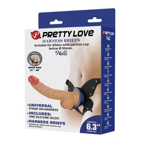 Pretty Love Wells 6.3" Silicone Dildo with Harness Briefs Pretty Love