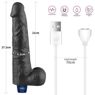 10.5" REAL SOFTEE Rechargeable TPE Vibrating Dildo(Black) LoveToy - Boys of Toys Sp. z o.o. (dystrybutor)