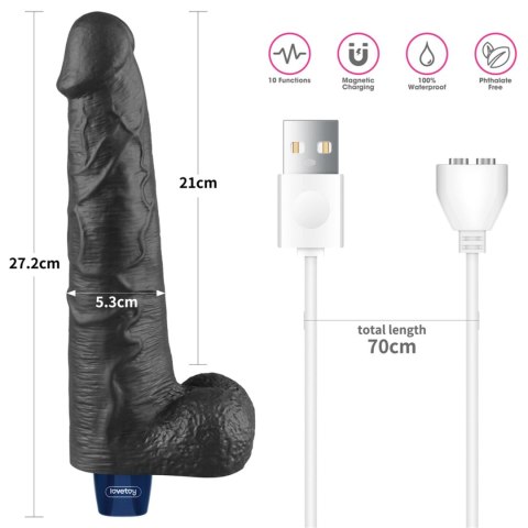 10.5" REAL SOFTEE Rechargeable TPE Vibrating Dildo(Black) LoveToy - Boys of Toys Sp. z o.o. (dystrybutor)