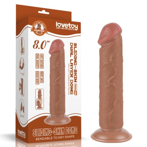 8'' Sliding Skin Dual Layer Dong Brown LoveToy - Boys of Toys Sp. z o.o. (dystrybutor)