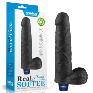 9" REAL SOFTEE Rechargeable TPE Vibrating Dildo(Black) LoveToy - Boys of Toys Sp. z o.o. (dystrybutor)