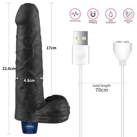 9" REAL SOFTEE Rechargeable TPE Vibrating Dildo(Black) LoveToy - Boys of Toys Sp. z o.o. (dystrybutor)